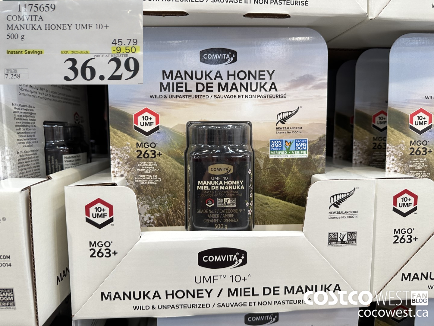 1175659 COMVITA MANUKA HONEY UMF 10 500 G ($9.50 INSTANT SAVINGS EXPIRES ON 2023-07-09) $36.29