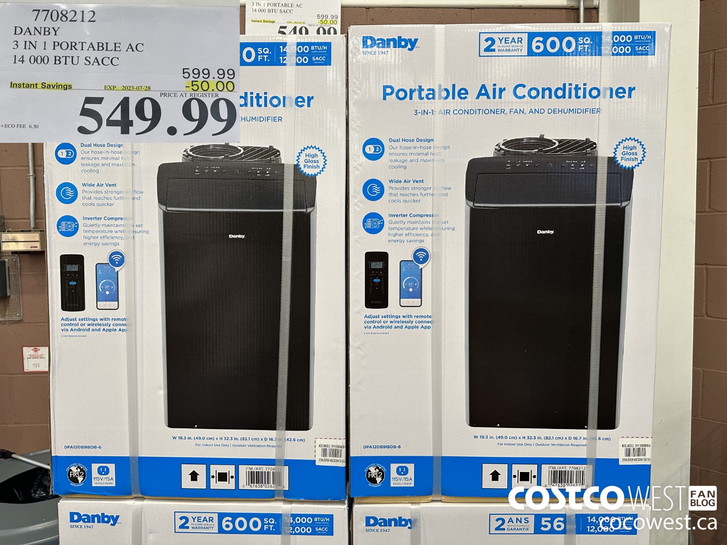 7708212 DANBY 3 IN 1 PORTABLE 12 000 BTU SACC ($50.00 INSTANT SAVINGS EXPIRES ON 2023-07-28) $549.99