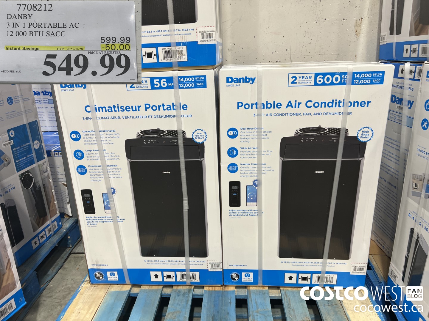 7708212 DANBY 3 IN 1 PORTABLE AC 600 sq ft ($50.00 INSTANT SAVINGS EXPIRES ON 2023-07-28) $549.99