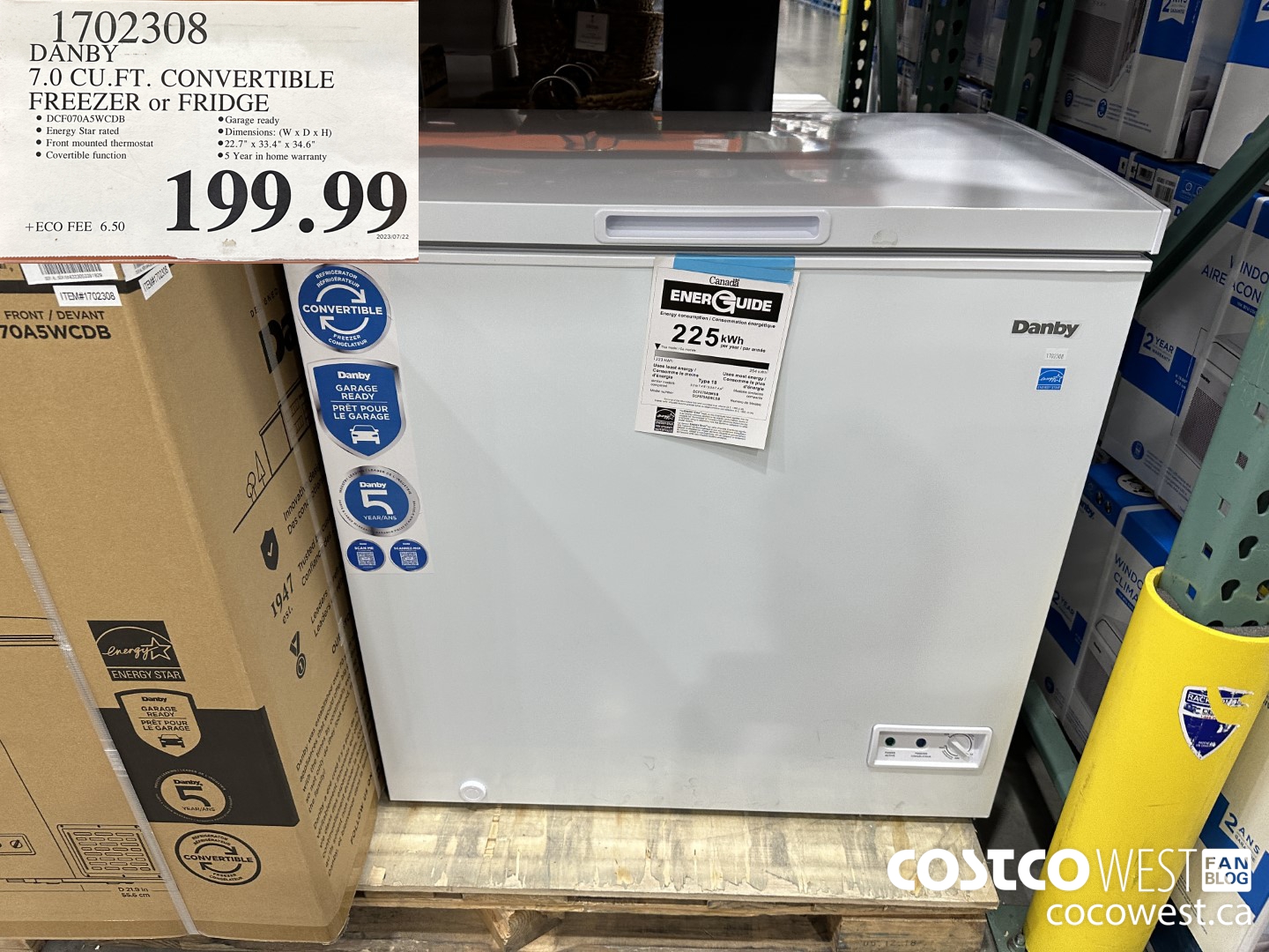 1702308 DANBY 7.0 CU. FT. CONVERTIBLE FREEZER OR FRIDGE $199.99