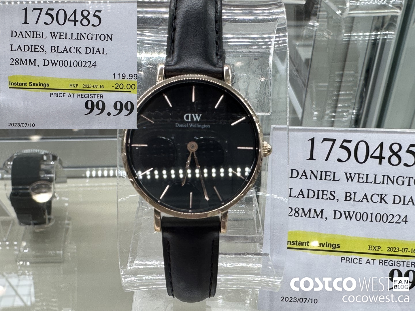 1750485 DANIEL WELLINGTON LADIES, BLACK DIAL 28MM DW00100224 ($20.00 INSTANT SAVINGS EXPIRES ON 2023-07-16) $99.99