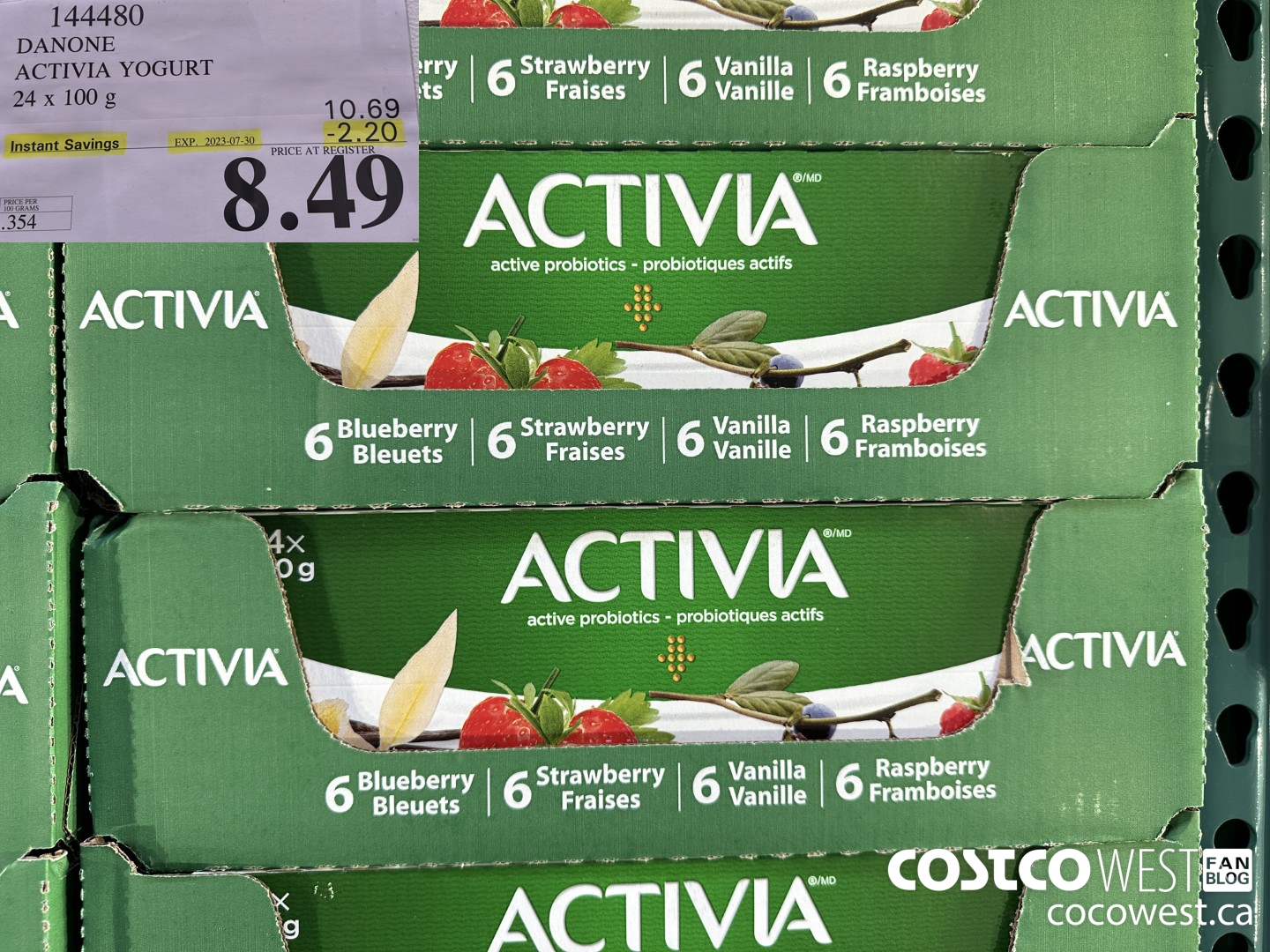144480 DANONE ACTIVIA YOGURT 24 x 100 g ($2.20 INSTANT SAVINGS EXPIRES ON 2023-07-30) $8.49