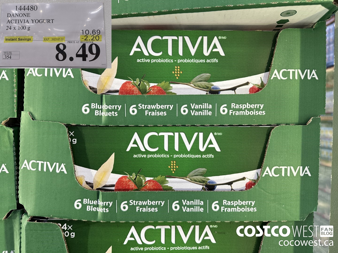 144480 DANONE ACTIVIA YOGURT 24 x 100 g ($2.20 INSTANT SAVINGS EXPIRES ON 2023-07-30) $8.49