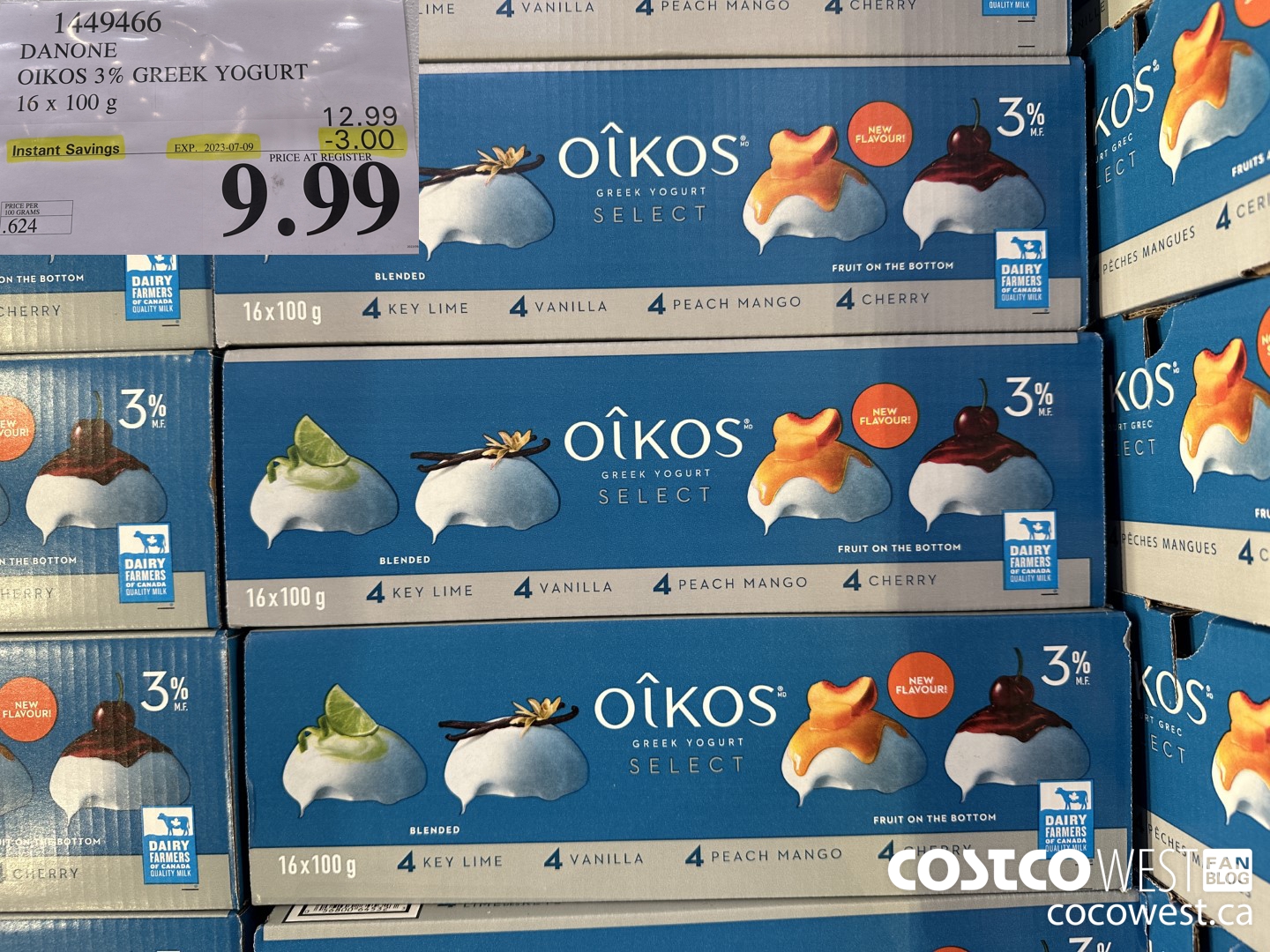 1449466 DANONE OIKOS 3% GREEK YOGURT 16 x 100 g ($3.00 INSTANT SAVINGS EXPIRES ON 2023-07-09) $9.99
