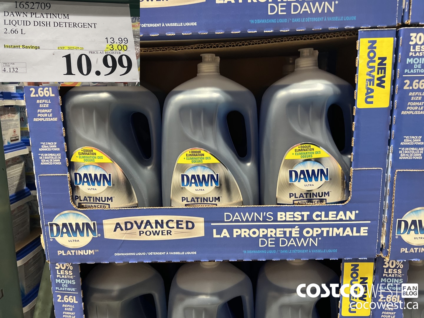 1652709 DAWN PLATINUM LIQUID DISH DETERGENT 2.66L ($3.00 INSTANT SAVINGS EXPIRES ON 2023-07-23) $10.99