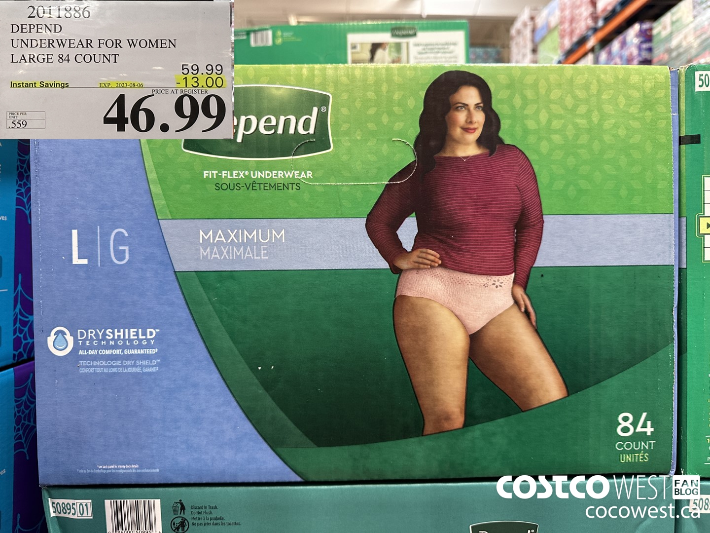 2011886 DEPEND UNDERWEAR FOR WOMEN LARGE 84 COUNT ($13.00 INSTANT SAVINGS EXPIRES ON 2023-08-06) $46.99