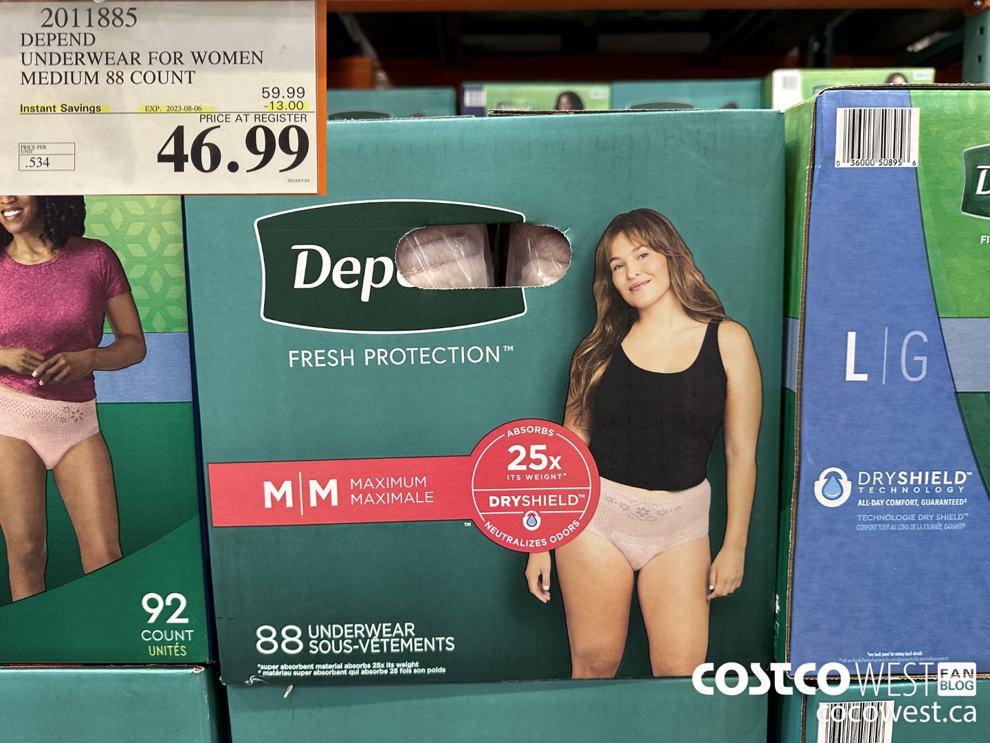 2011885 DEPEND UNDERWEAR FOR WOMEN MEDIUM 88 COUNT ($13.00 INSTANT SAVINGS EXPIRES ON 2023-08-06) $46.99