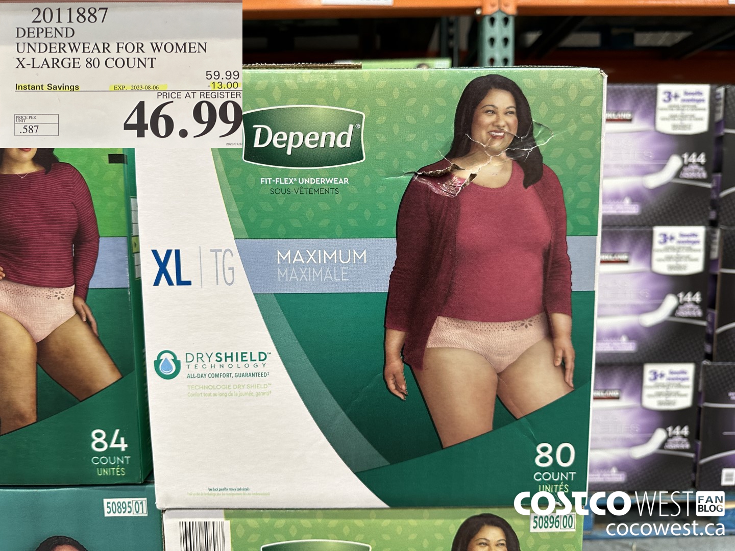 2011887 DEPEND UNDERWEAR FOR WOMEN X-LARGE 80 COUNT ($13.00 INSTANT SAVINGS EXPIRES ON 2023-08-06) $46.99