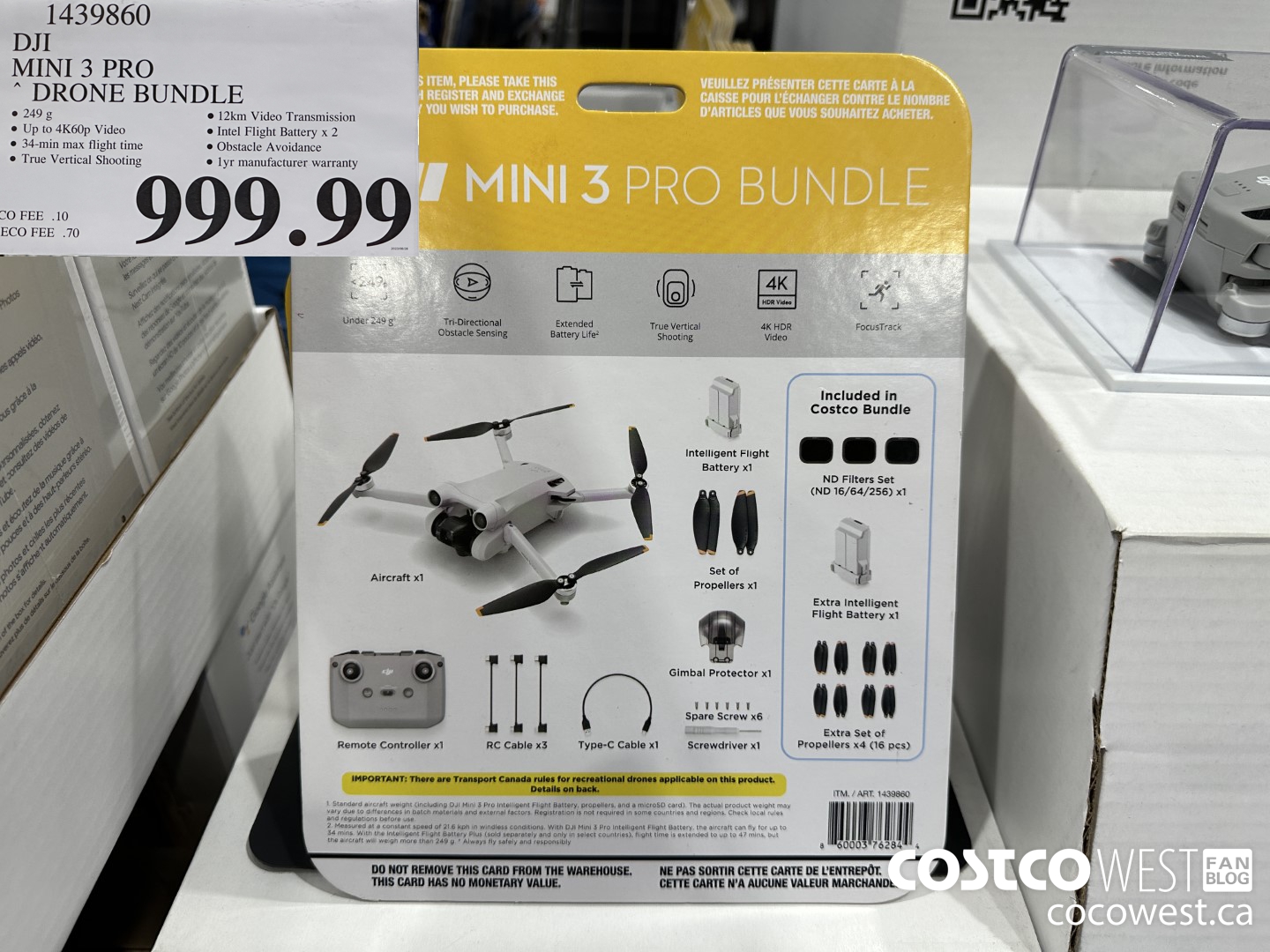 1439860 DJI MINI 3 PRO DRONE BUNDLE $999.99