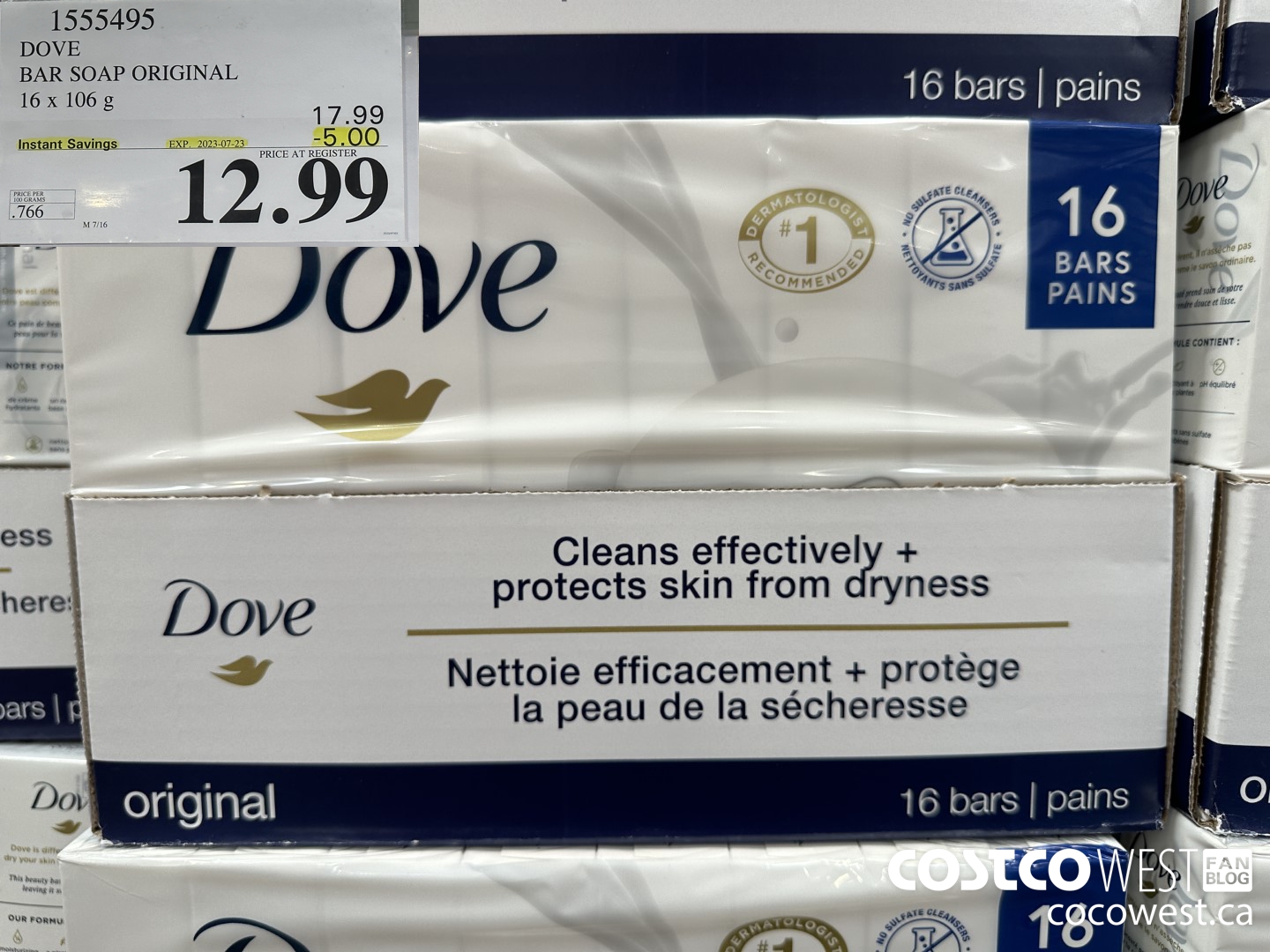 1555495 DOVE BAR SOAP WHITE 16 x 106 g ($5.00 INSTANT SAVINGS EXPIRES ON 2023-07-23) $12.99