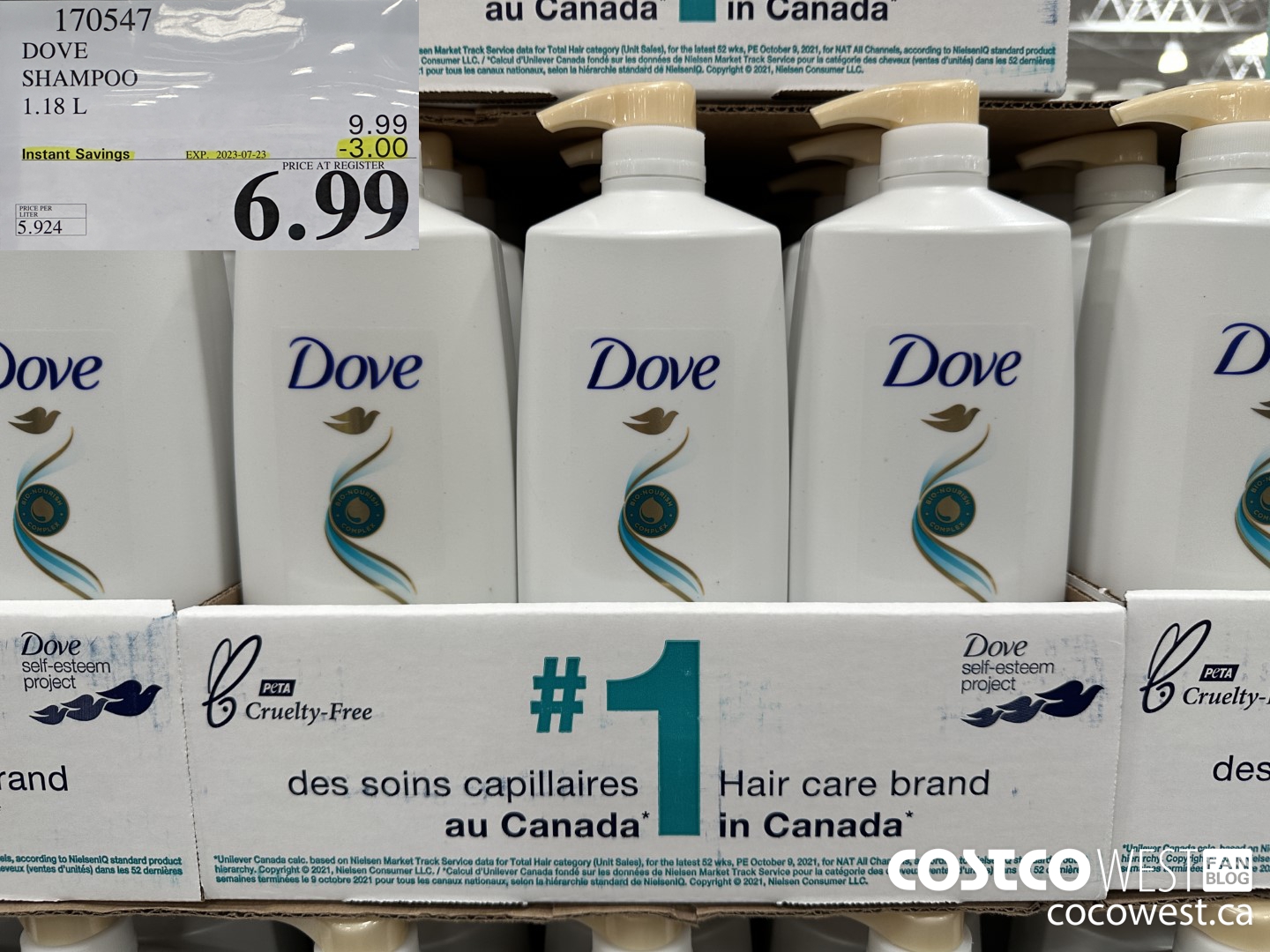 170547 DOVE SHAMPOO 1.18 L  ($3.00 INSTANT SAVINGS EXPIRES ON 2023-07-23) $6.99