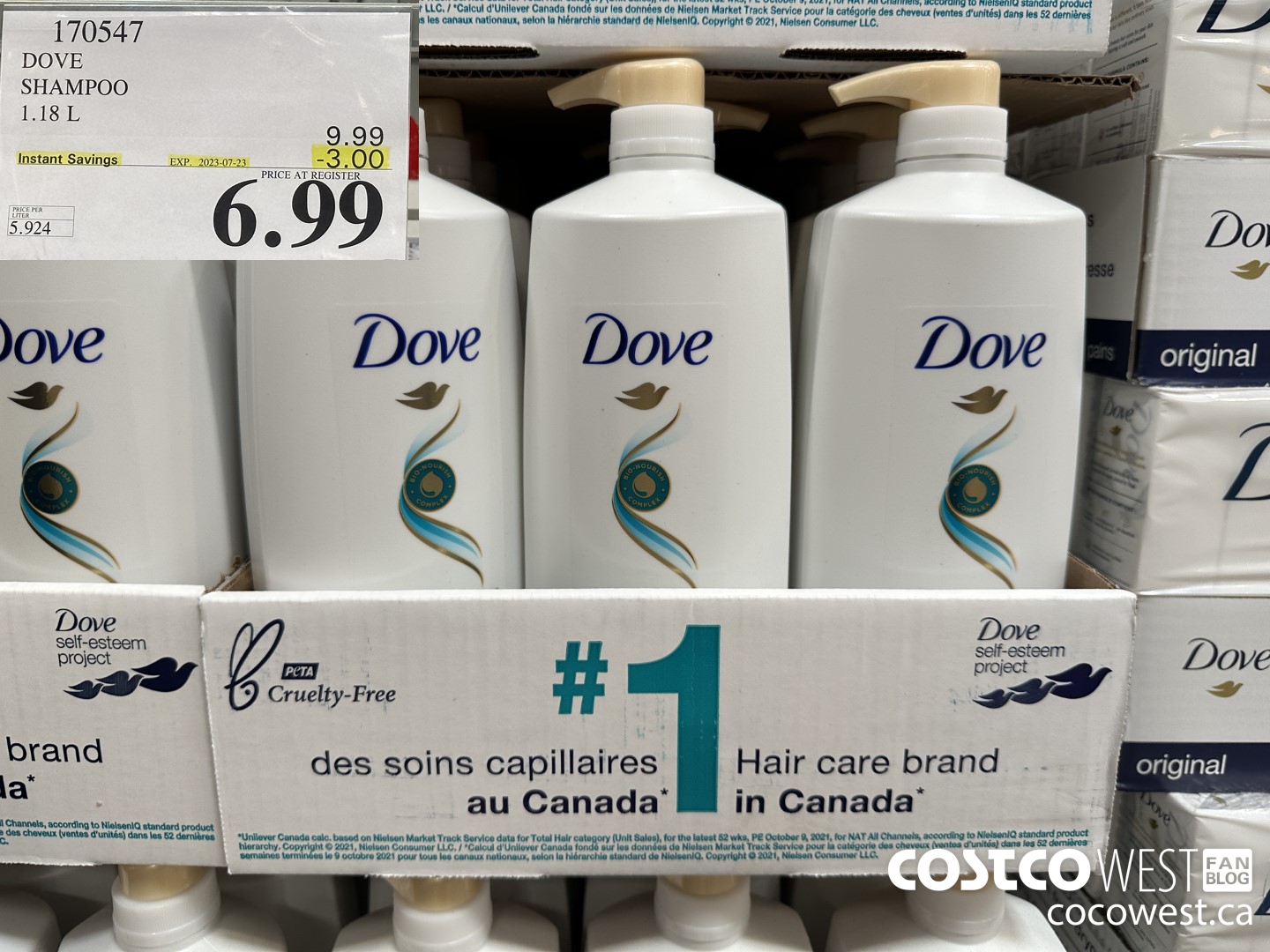 170547 DOVE SHAMPOO 1.18 L  ($3.00 INSTANT SAVINGS EXPIRES ON 2023-07-23) $6.99