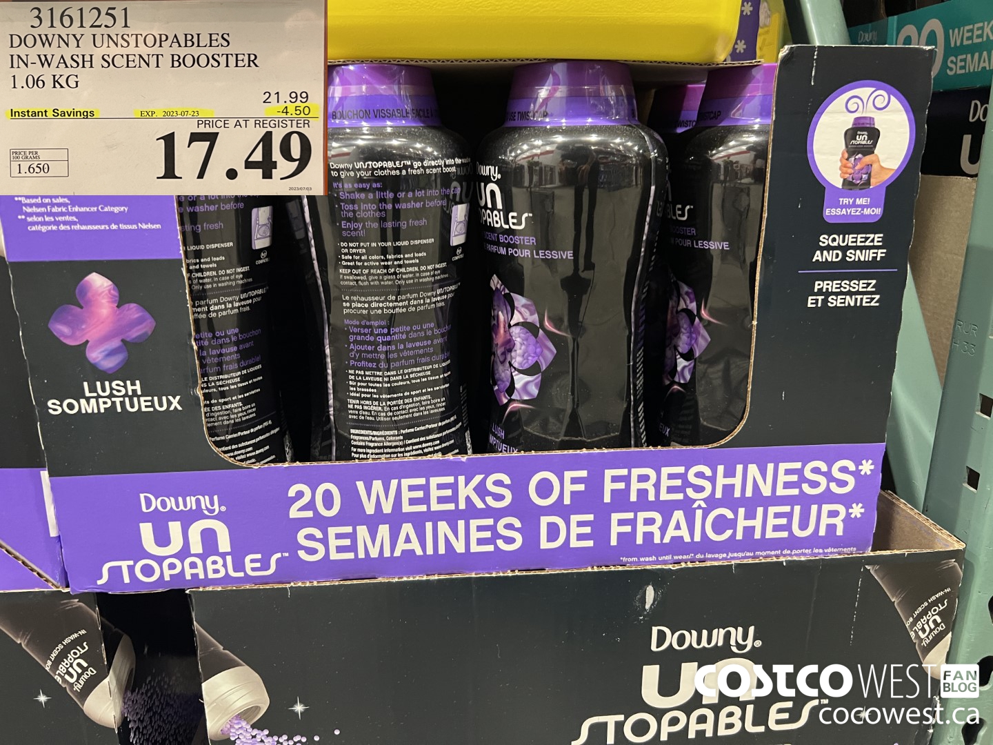 3161251 DOWNY UNSTOPABLES IN-WASH SCENT BOOSTER 1.06 KG ($4.50 INSTANT SAVINGS EXPIRES ON 2023-07-23) $17.49