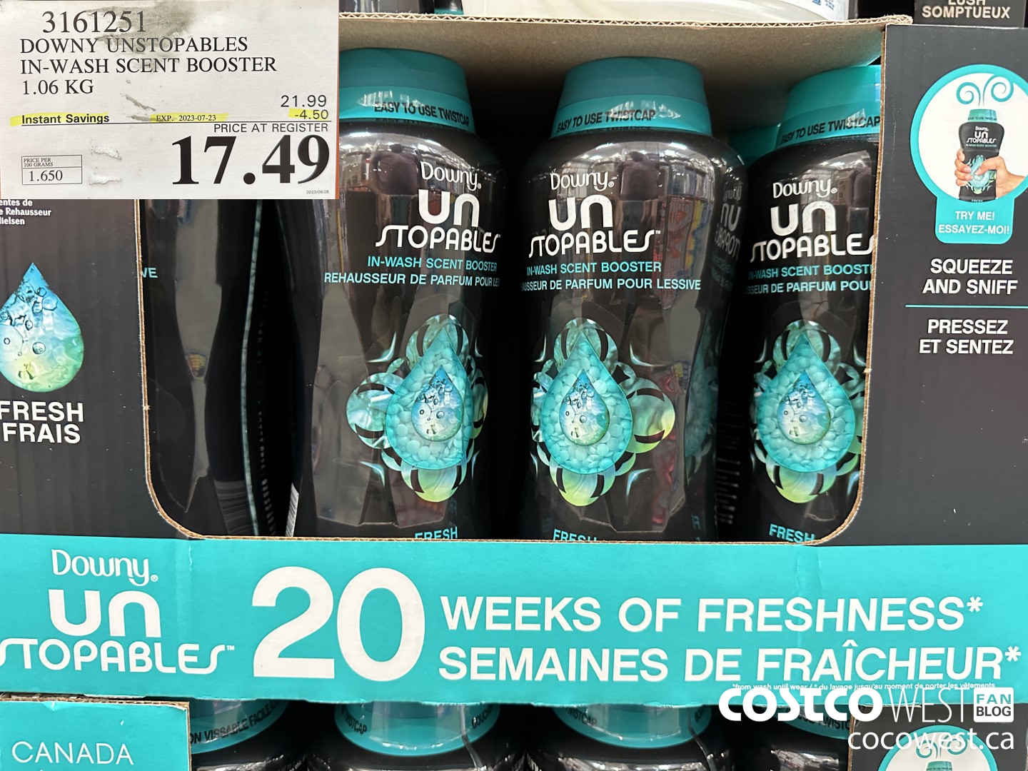 3161251 DOWNY UNSTOPABLES IN-WASH SCENT BOOSTER 1.06 KG ($4.50 INSTANT SAVINGS EXPIRES ON 2023-07-23) $17.49