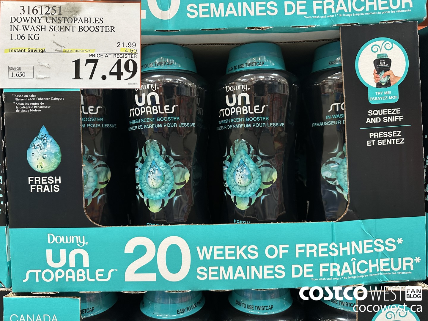 3161251 DOWNY UNSTOPABLES IN-WASH SCENT BOOSTER 1.06 KG ($4.50 INSTANT SAVINGS EXPIRES ON 2023-07-23) $17.49