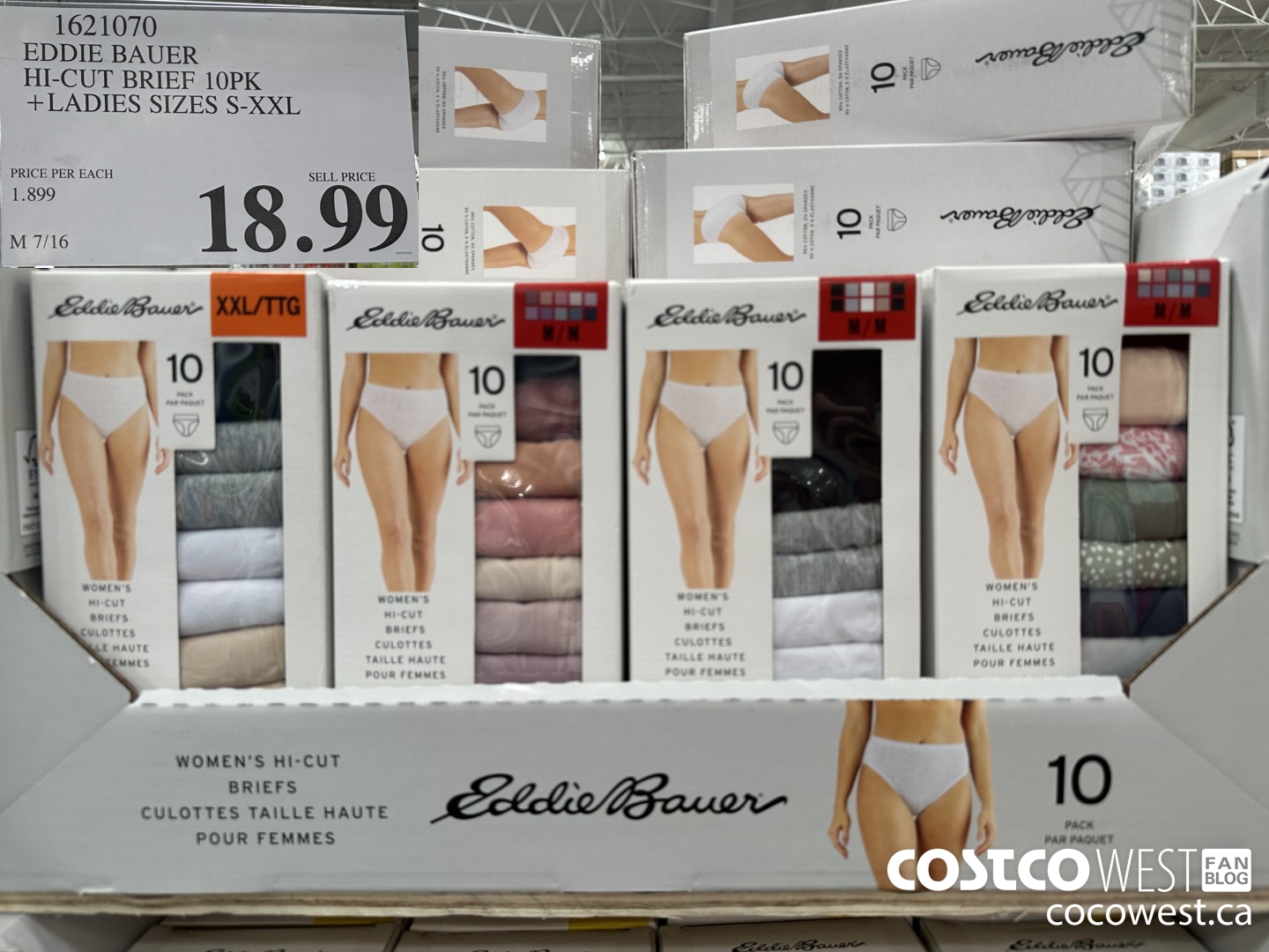 1621070 EDDIE BAUER HI-CUT BRIEF 10PK LADIES SIZES S-XXL $18.99