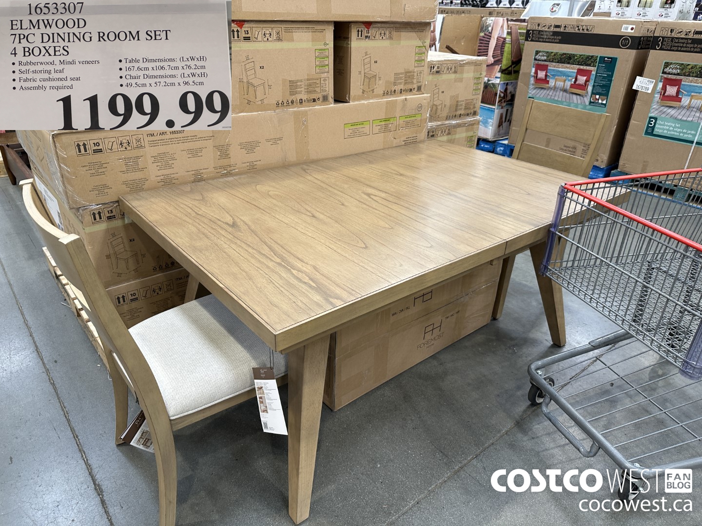 1653307 ELMWOOD 7PC DINING ROOM SET 4 BOXES $1199.99