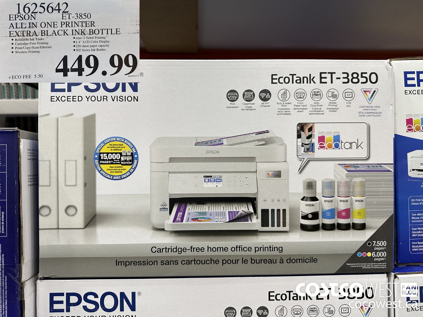 1625642 EPSON ALL IN ONE PRINTER ET-3850 EXTRA BLACK INK BOTTLE $449.99
