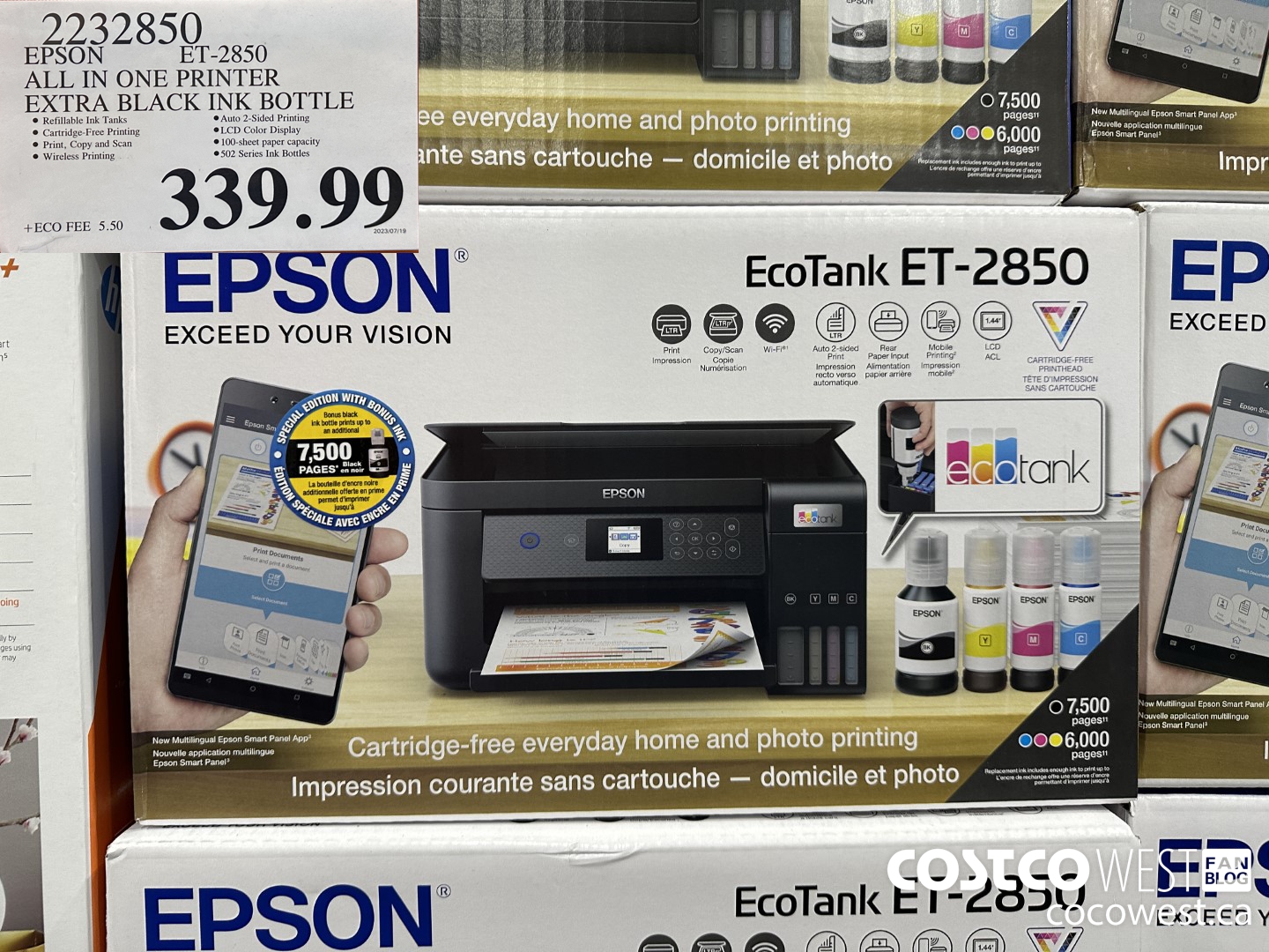 2232850 EPSON ET-2850 ALL IN ONE PRINTER EXTRA BLACK INK BOTTLE $339.99