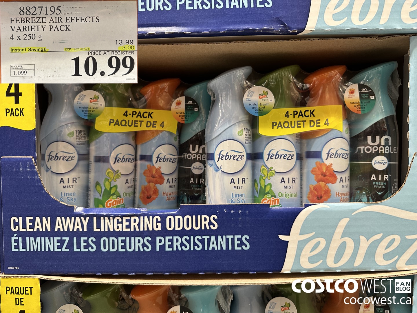 8827195 FEBREZE AIR EFFECTS VARIETY PACK 4 x 250 g ($3.00 INSTANT SAVINGS EXPIRES ON 2023-07-23) $10.99