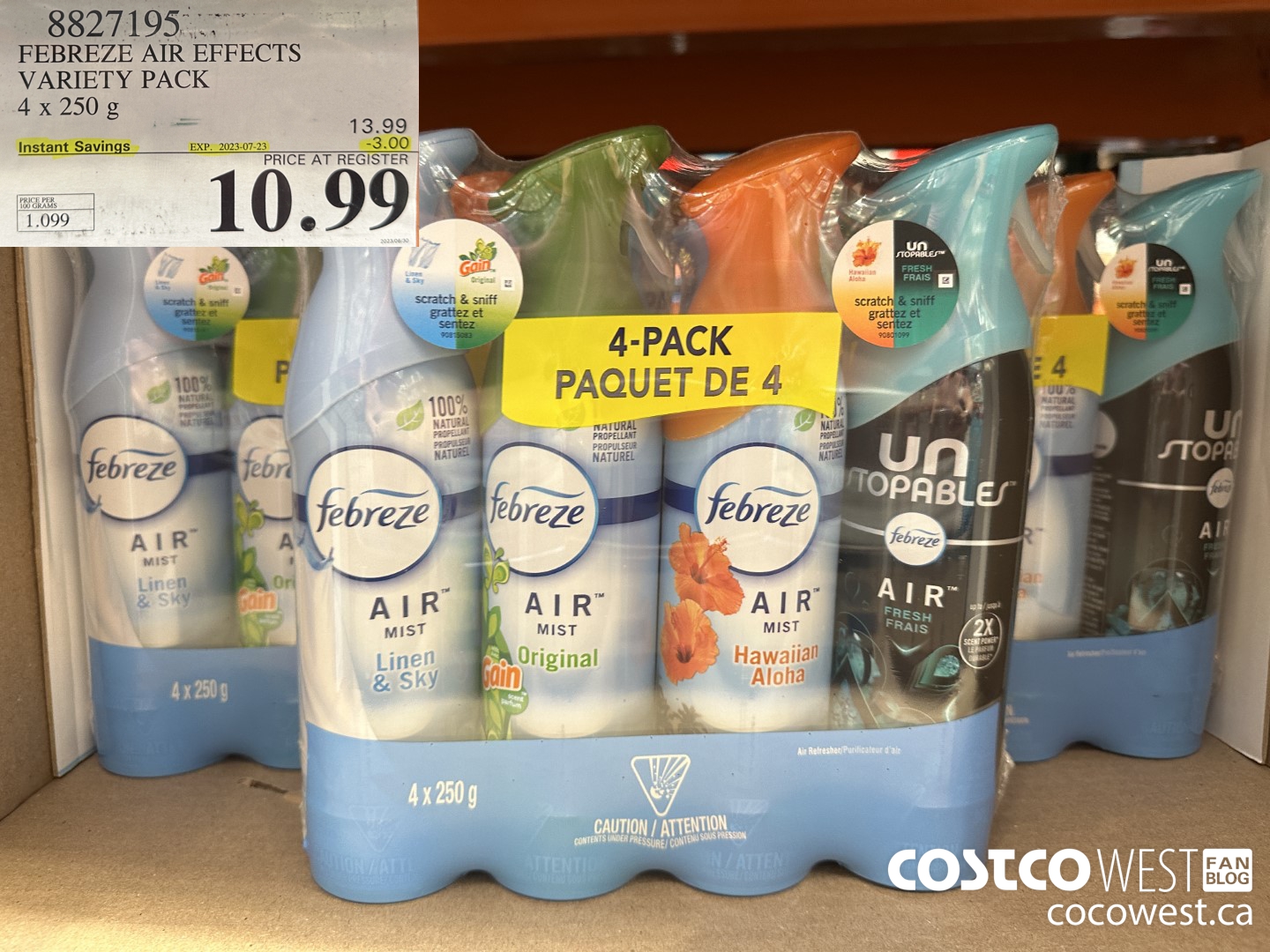 8827195 FEBREZE AIR EFFECTS VARIETY PACK 4 x 250 g ($3.00 INSTANT SAVINGS EXPIRES ON 2023-07-23) $10.99