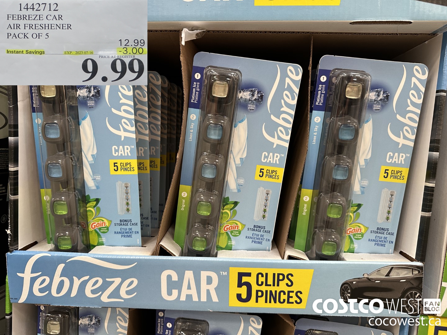 1442712 FEBREZE CAR AIR FRESHENER 5 PACK ($3.00 INSTANT SAVINGS EXPIRES ON 2023-07-16) $9.99