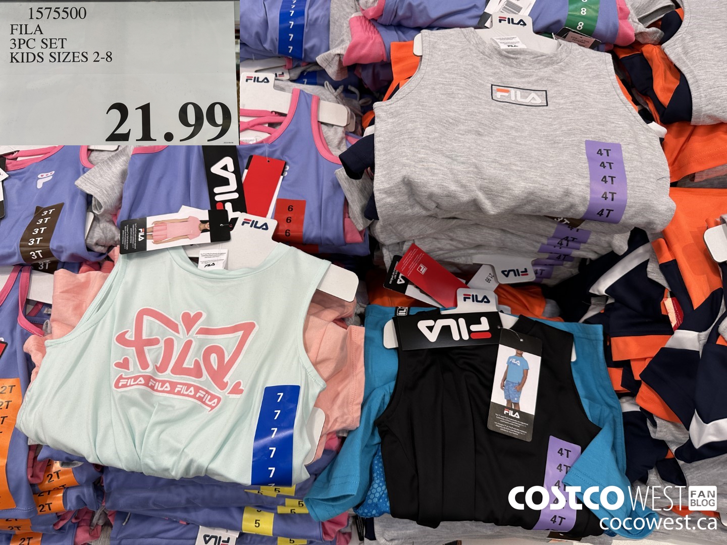 1575500 FILA 3PC SET KIDS SIZES 2-8 $21.99