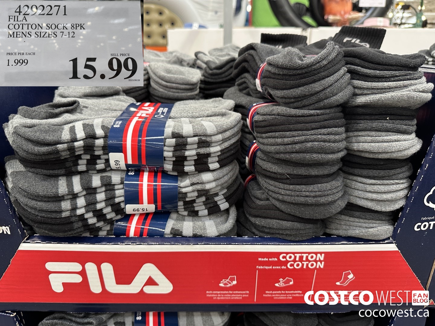 4292271 FILA COTTON SOCK 8PK MENS SIZES 7-12 $15.99