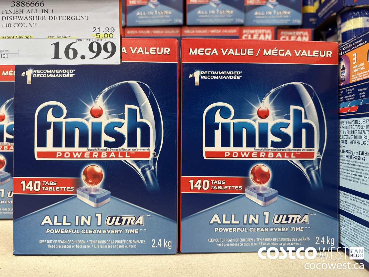 3886666 FINISH ALL IN 1 DISHWASHER DETERGENT 140 COUNT ($5.00 INSTANT SAVINGS EXPIRES ON 2023-07-23) $16.99