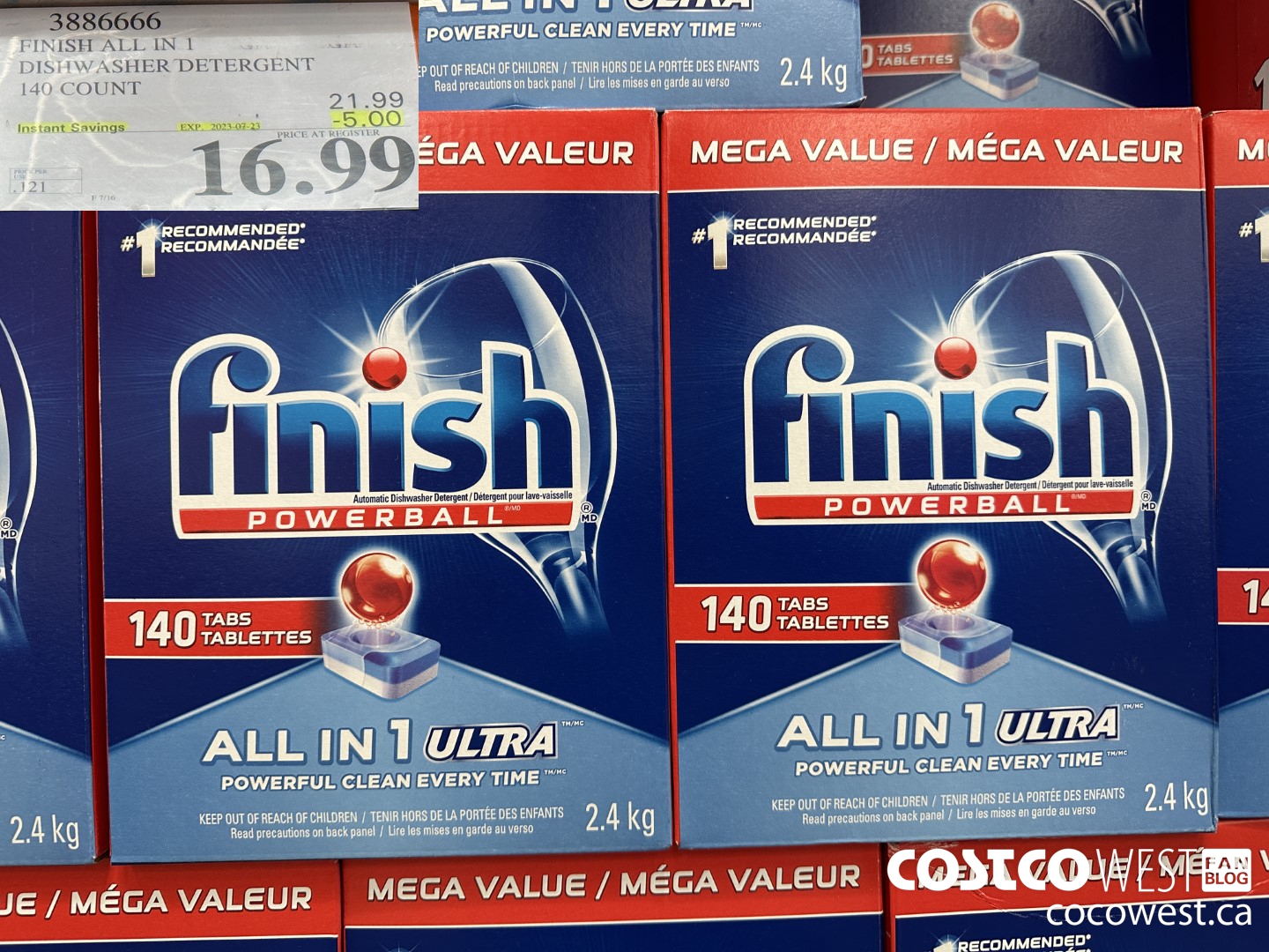 3886666 FINISH ALL IN 1 DISHWASHER DETERGENT 140 COUNT ($5.00 INSTANT SAVINGS EXPIRES ON 2023-07-23) $16.99