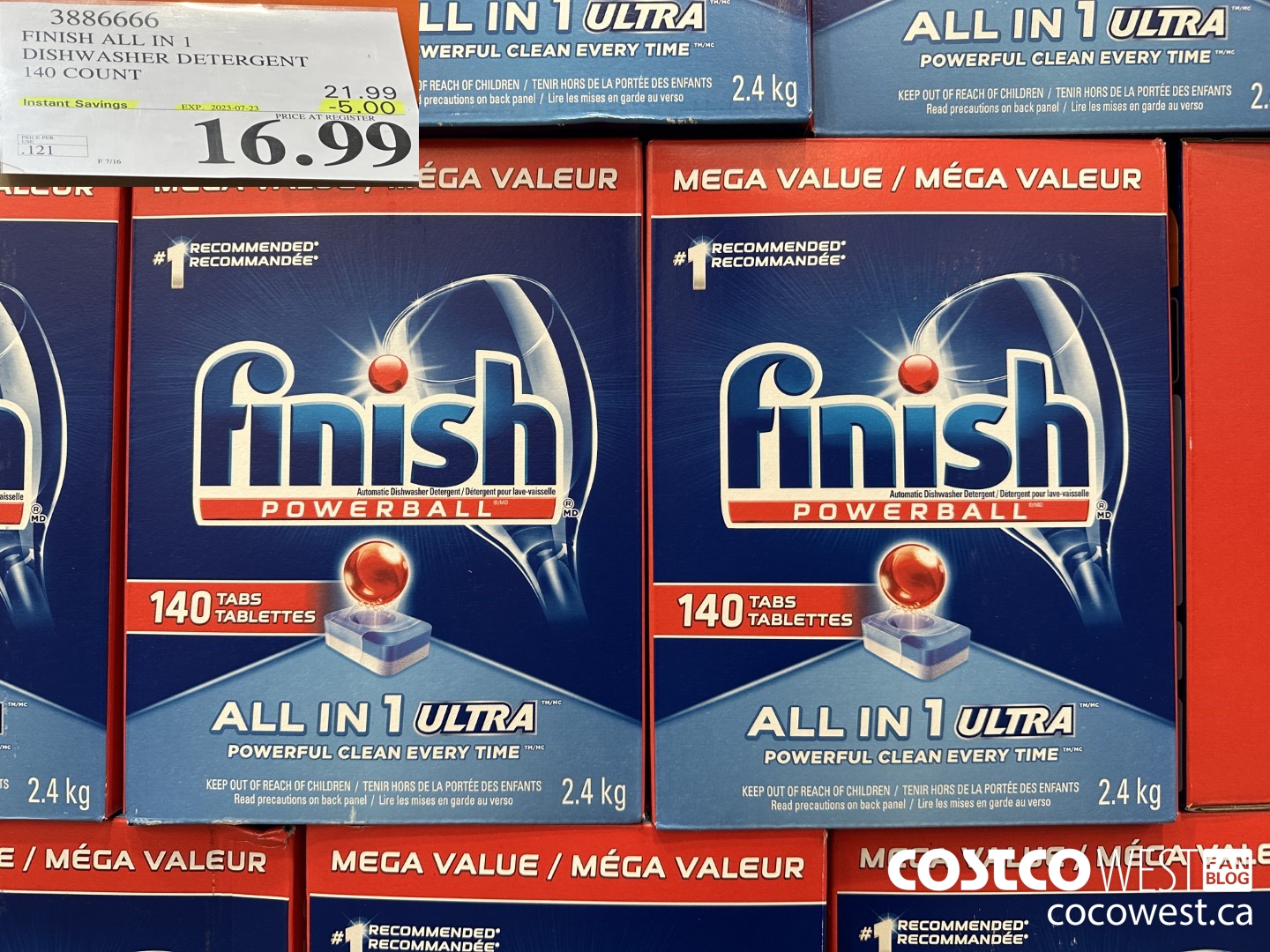 3886666 FINISH ALL IN 1 DISHWASHER DETERGENT 140 COUNT ($5.00 INSTANT SAVINGS EXPIRES ON 2023-07-23) $16.99
