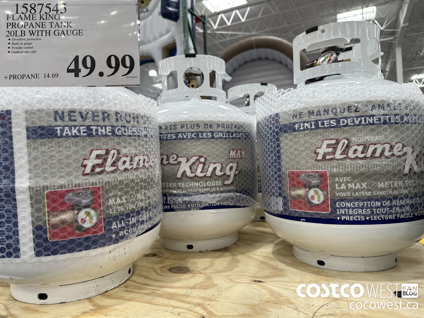 1587545 FLAME KING PROPANE TANK 20LB WITH GAUGE $49.99