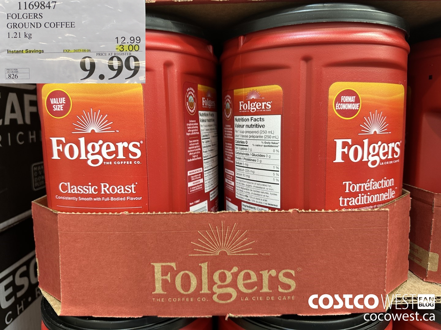 1169847 FOLGERS GROUND COFFEE 1.21 KG ($3.00 INSTANT SAVINGS EXPIRES ON 2023-08-06) $9.99