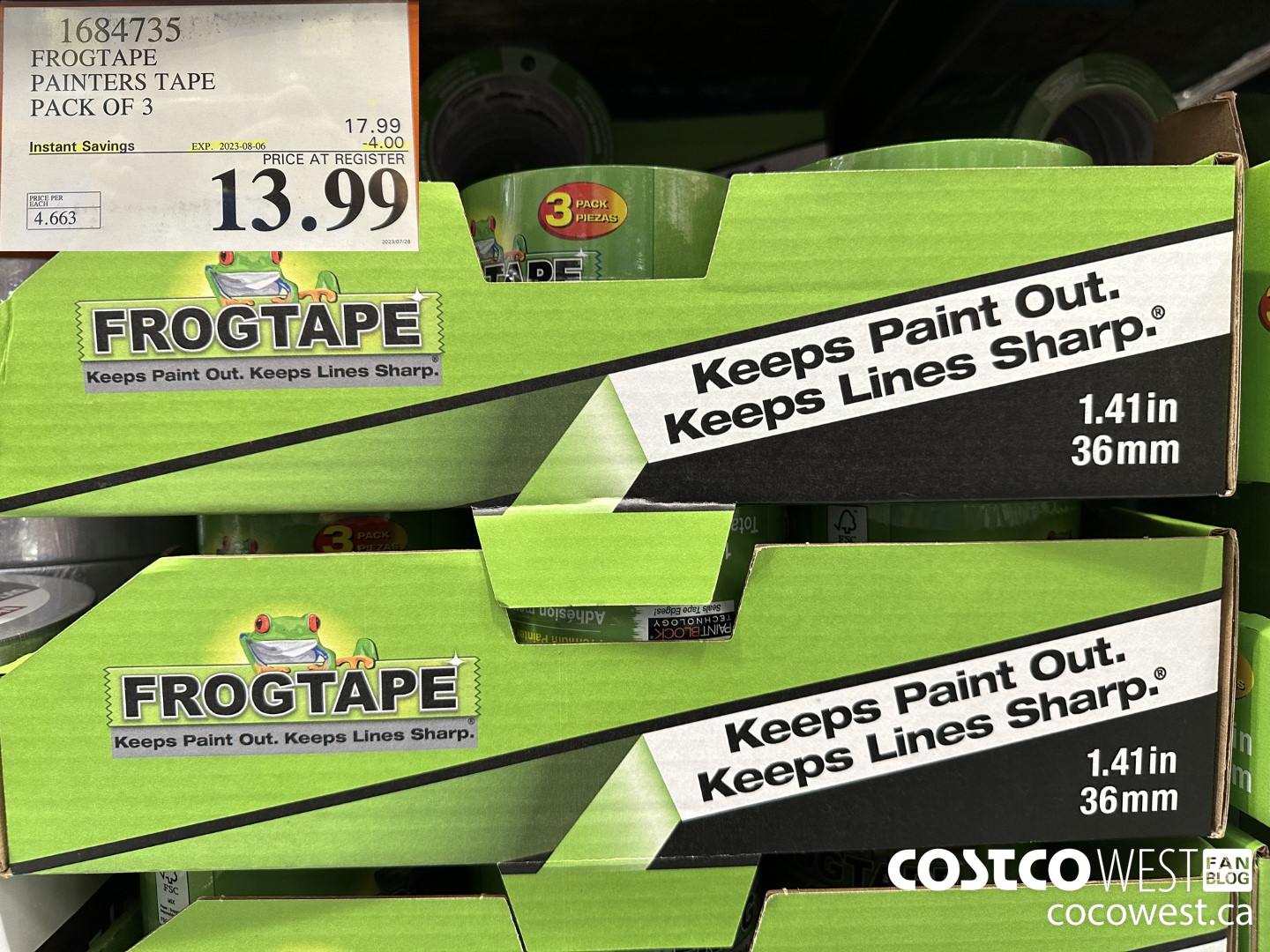 1684735 FROGTAPE PAINTERS TAPE PACK OF 3 ($4.00 INSTANT SAVINGS EXPIRES ON 2023-08-06) $13.99