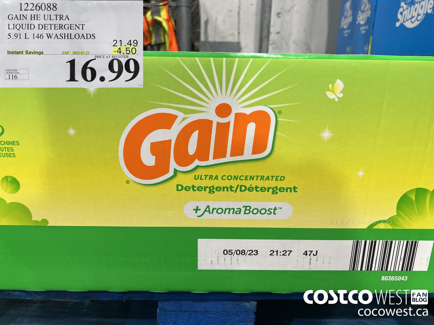 1226088 GAIN HE ULTRA LIQUID DETERGENT 5.91 L 146 WASHLOADS ($4.50 INSTANT SAVINGS EXPIRES ON 2023-07-23) $16.99