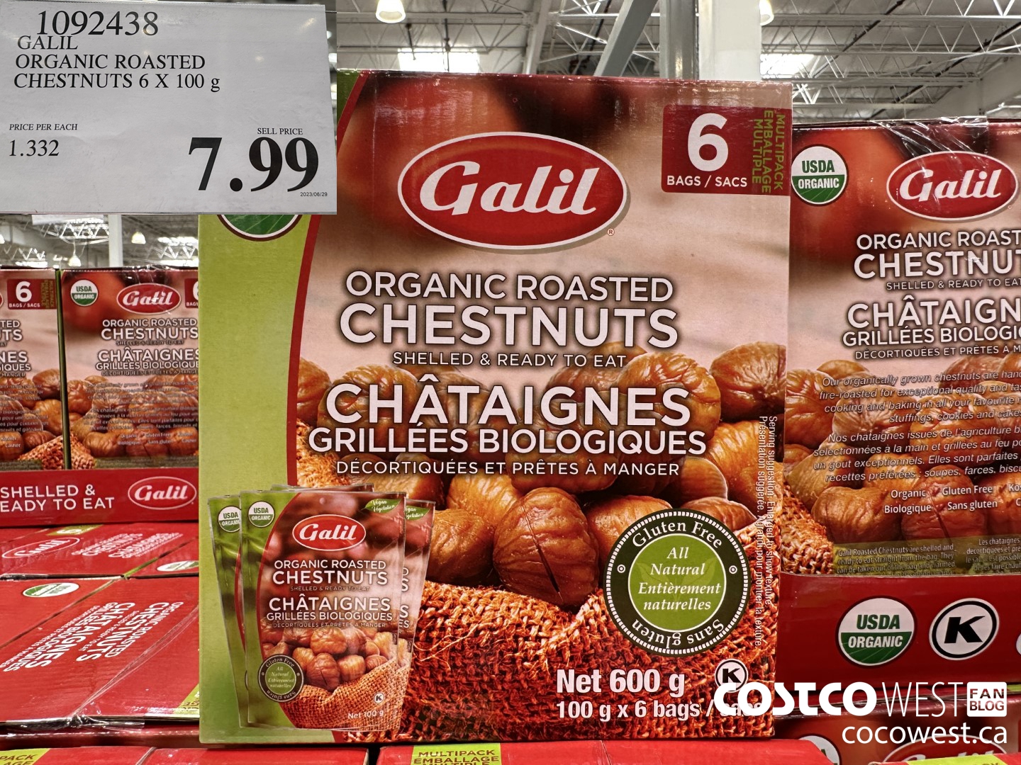 1092438 GALIL ORGANIC ROASTED CHESTNUTS 6 X 100G $7.99