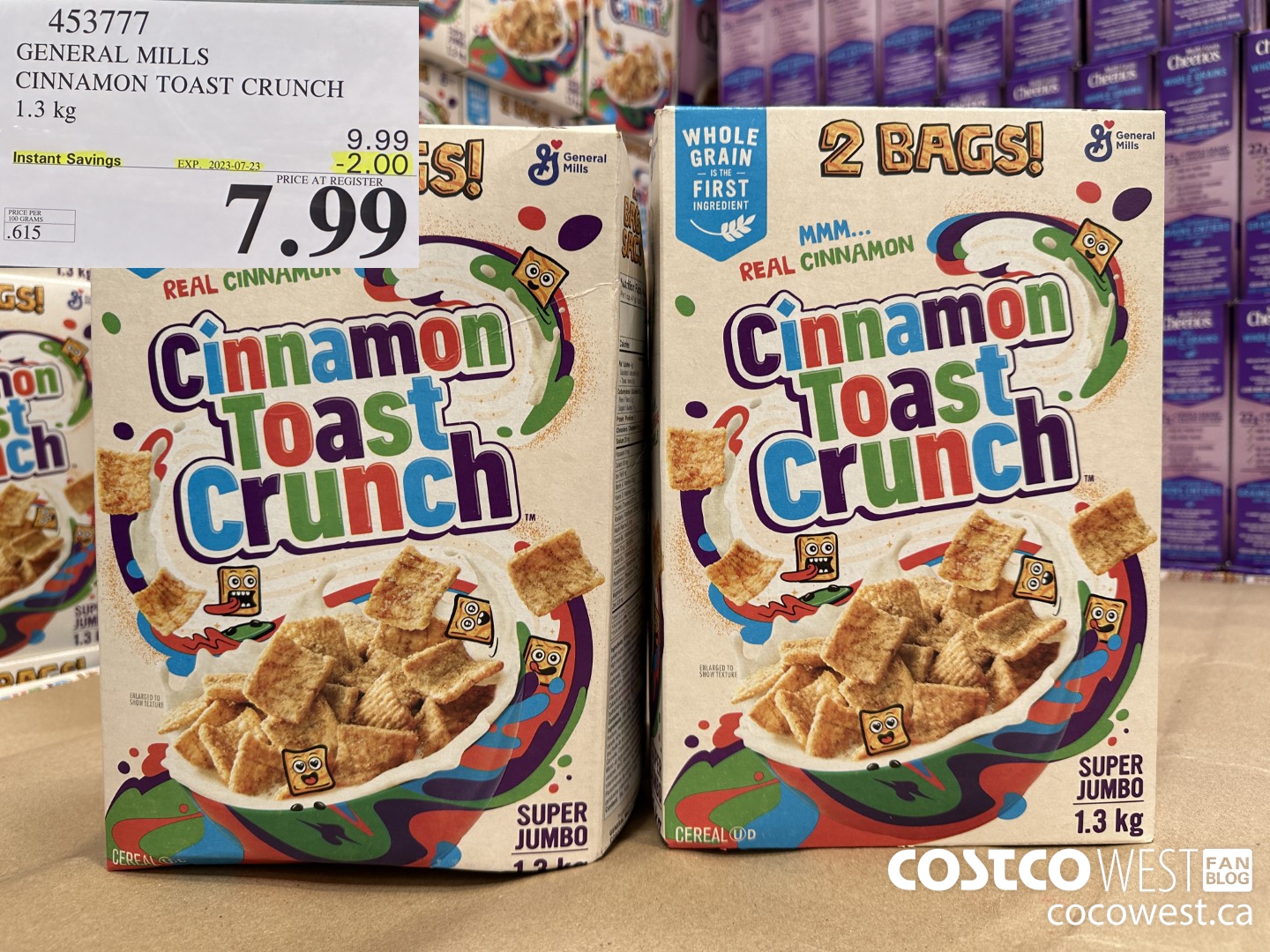 453777 GENERAL MILLS CINNAMON TOAST CRUNCH 1.3 kg ($2.00 INSTANT SAVINGS EXPIRES ON 2023-07-23) $7.99