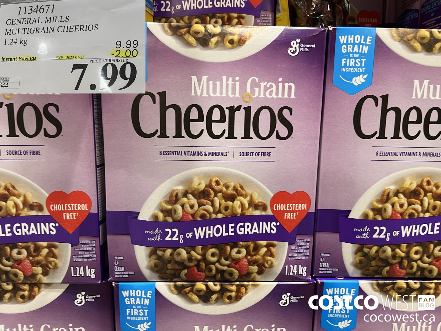 1134671 GENERAL MILLS MULTIGRAIN CHEERIOS 1.24 kg ($2.00 INSTANT SAVINGS EXPIRES ON 2023-07-23) $7.99
