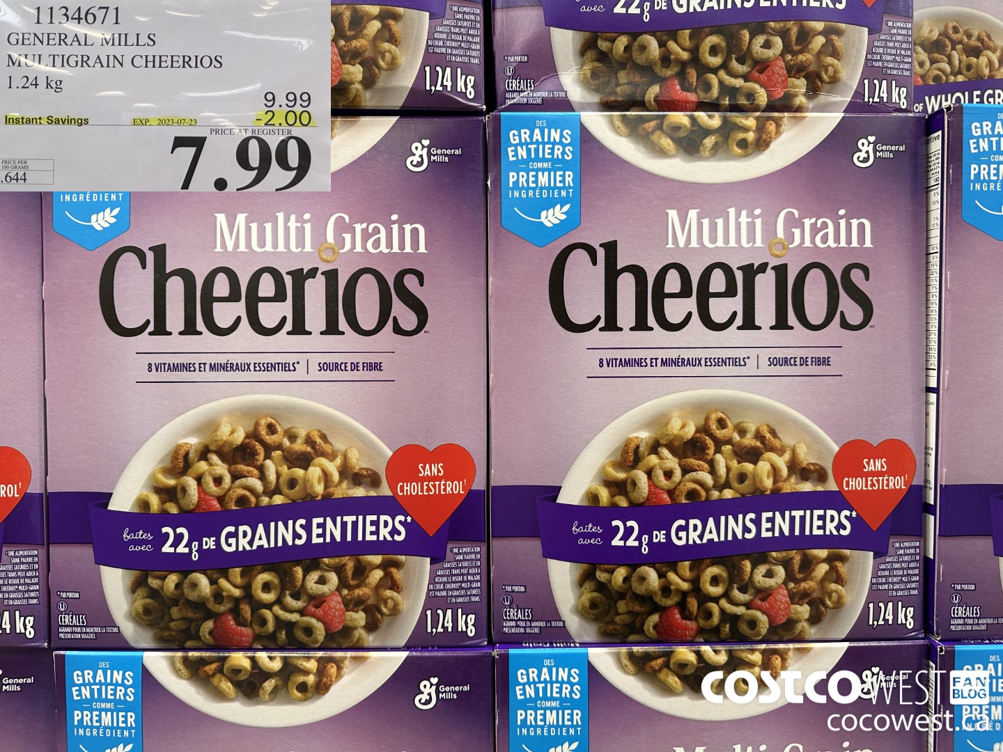 1134671 GENERAL MILLS MULTIGRAIN CHEERIOS 1.24 kg ($2.00 INSTANT SAVINGS EXPIRES ON 2023-07-23) $7.99