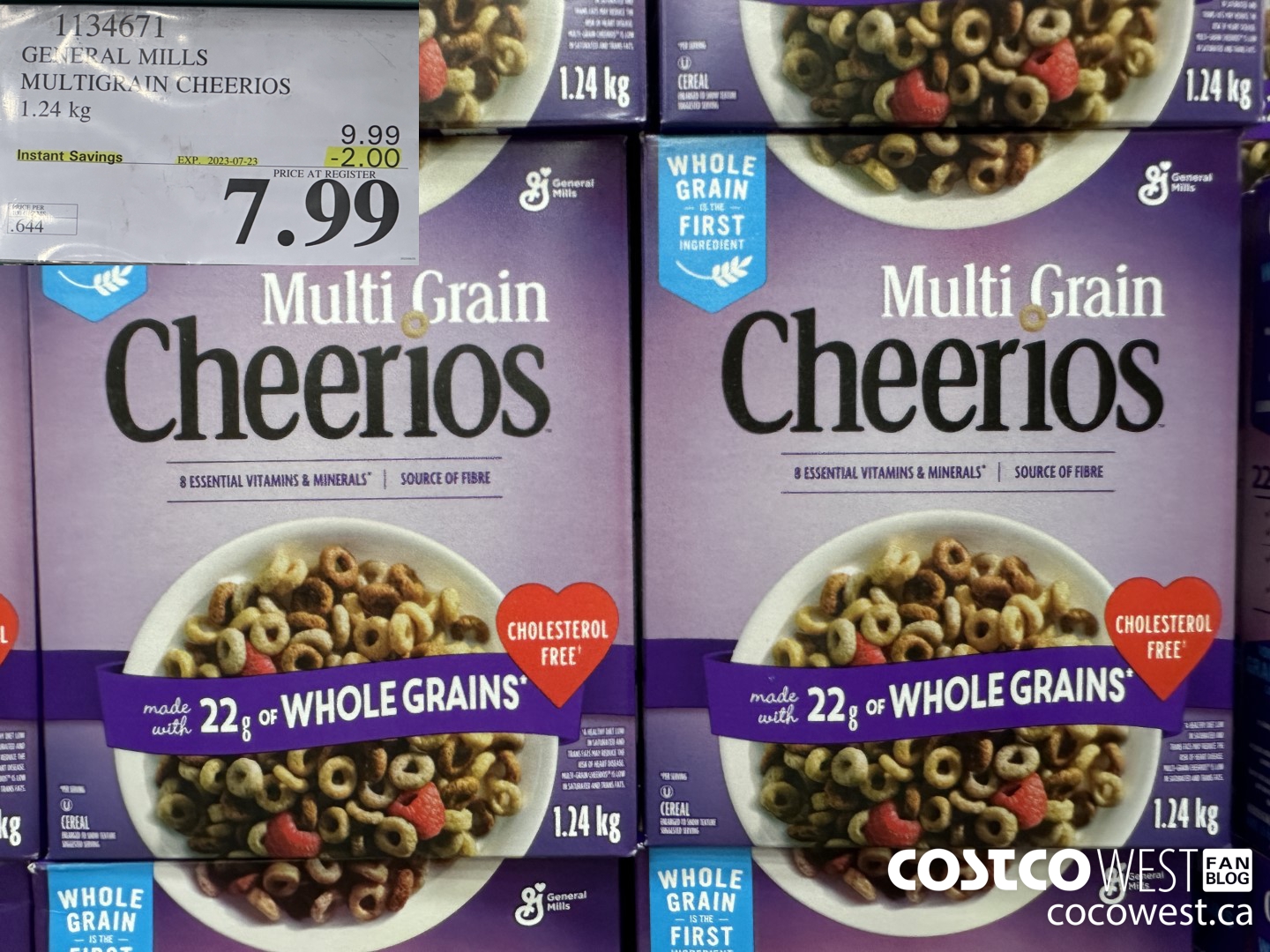 1134671 GENERAL MILLS MULTIGRAIN CHEERIOS 1.24 kg ($2.00 INSTANT SAVINGS EXPIRES ON 2023-07-23) $7.99