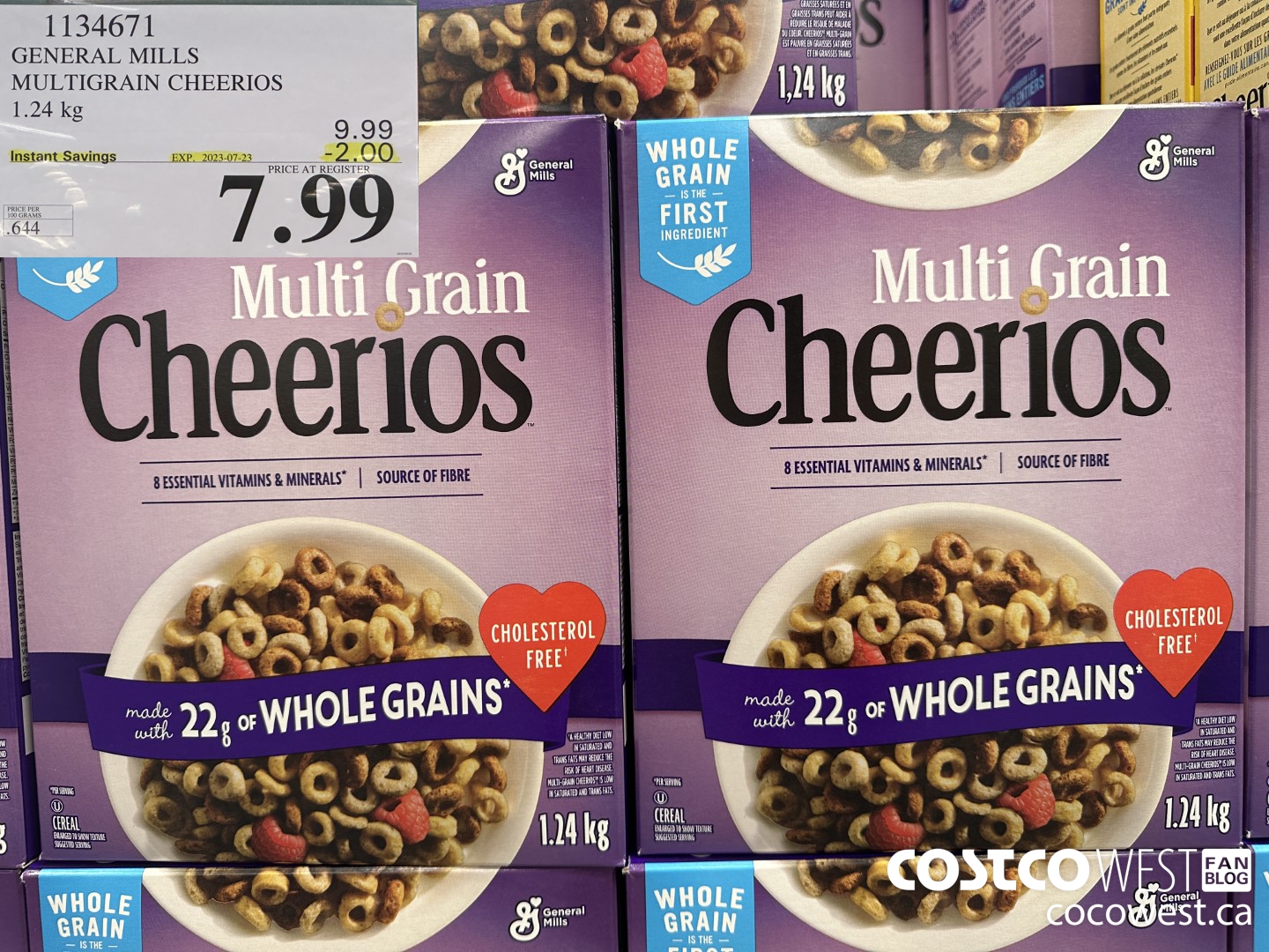 1134671 GENERAL MILLS MULTIGRAIN CHEERIOS 1.24 kg ($2.00 INSTANT SAVINGS EXPIRES ON 2023-07-23) $7.99