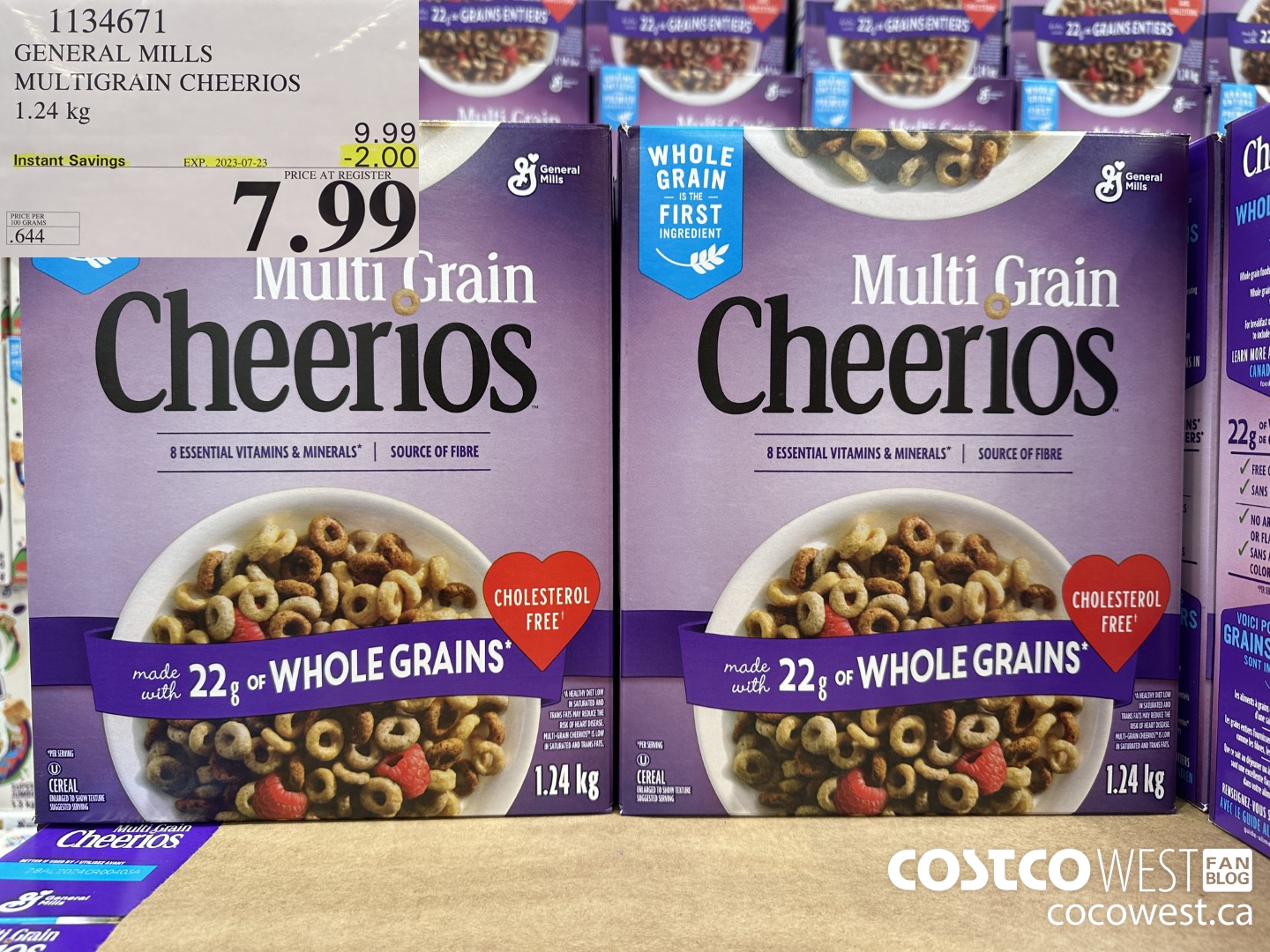 1134671 GENERAL MILLS MULTIGRAIN CHEERIOS 1.24 kg ($2.00 INSTANT SAVINGS EXPIRES ON 2023-07-23) $7.99