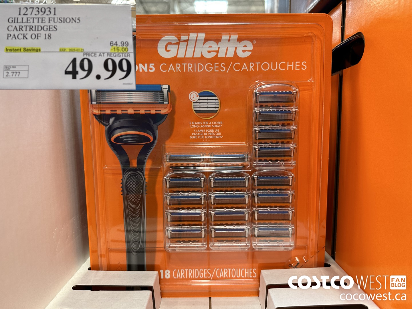 1273931 GILLETTE FUSIONS CARTRIDGES PACK OF 18 ($15.00 INSTANT SAVINGS EXPIRES ON 2023-07-23) $49.99