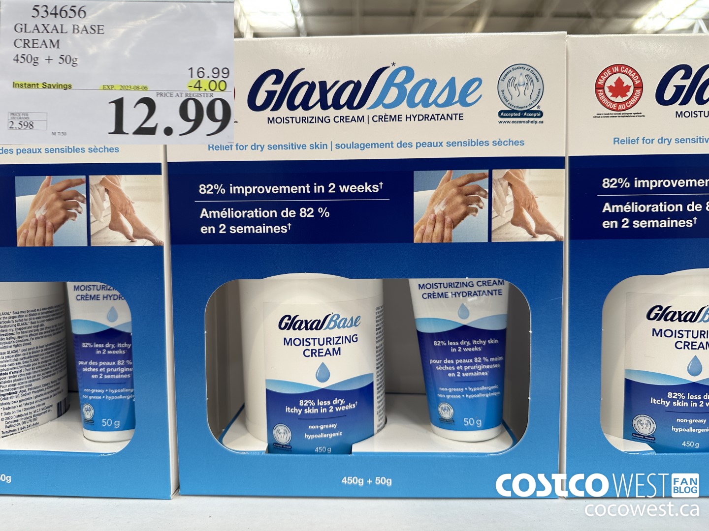 534656 GLAXAL BASE CREAM 450g + 50 g ($4.00 INSTANT SAVINGS EXPIRES ON 2023-08-06) $12.99