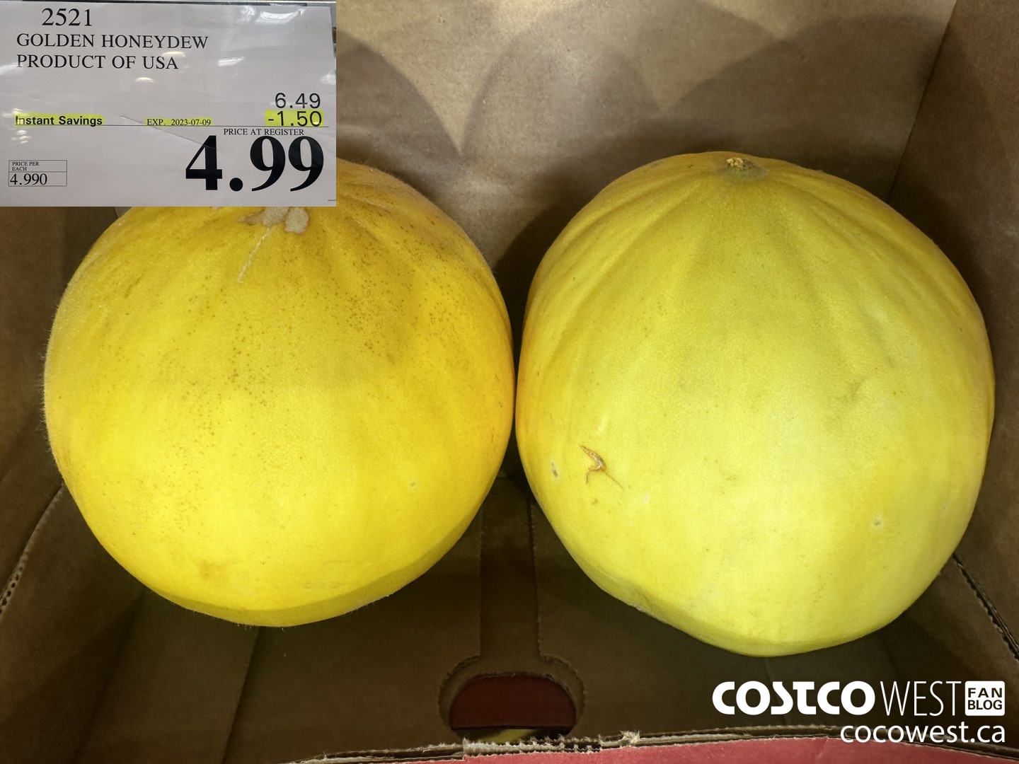 2521 GOLDEN HONEYDEW PRODUCT OF USA ($1.50 INSTANT SAVINGS EXPIRES ON 2023-07-09) $4.99