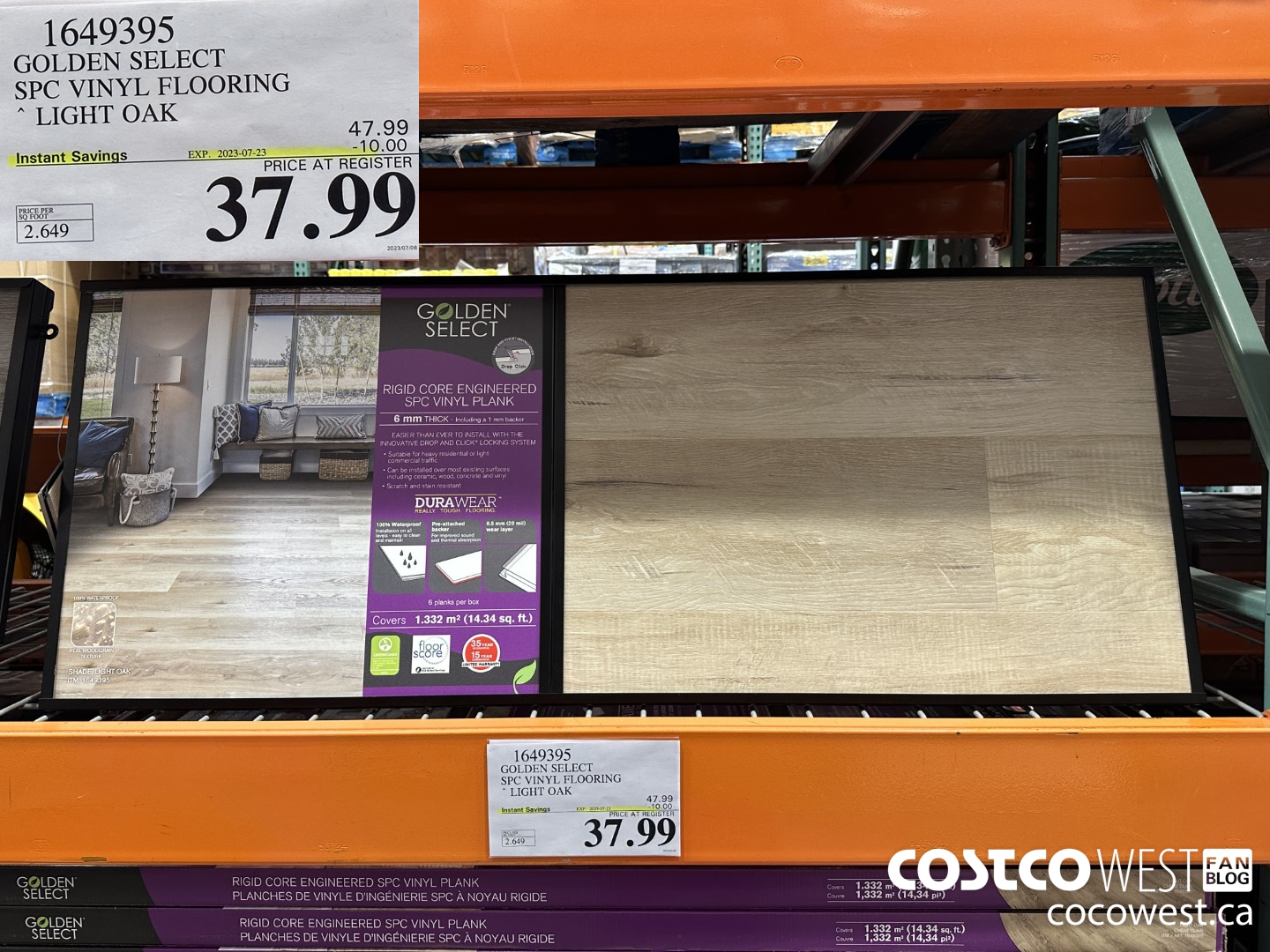 1649395 GOLDEN SELECT SPC VINYL FLOORING LIGHT OAK ($10.00 INSTANT SAVINGS EXPIRES ON 2023-07-23) $37.99