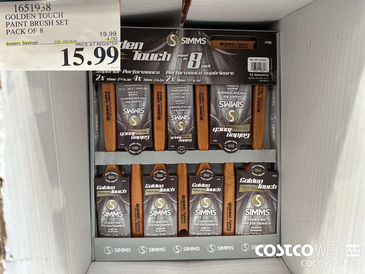 1651938 GOLDEN TOUCH PAINT BRUSH SET PACK OF 8 2023-08-6 ($4.00 INSTANT SAVINGS) $15.99