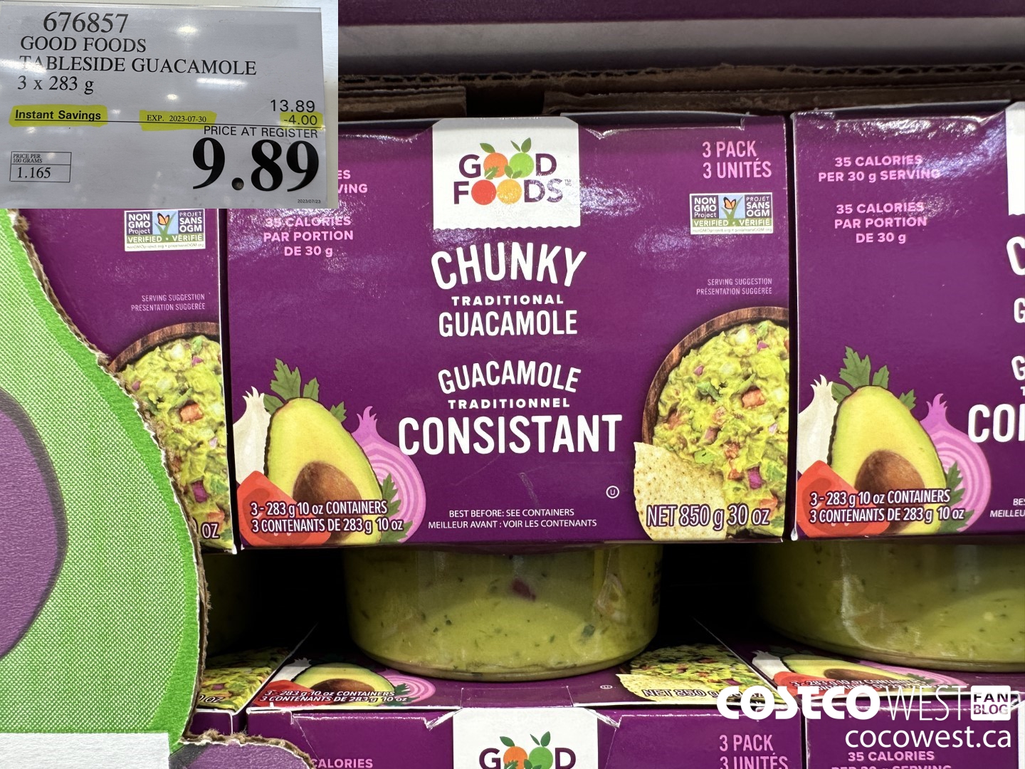 676857 GOOD FOODS TABLESIDE GUACAMOLE 3 x 283 g ($4.00 INSTANT SAVINGS EXPIRES ON 2023-07-30) $9.89