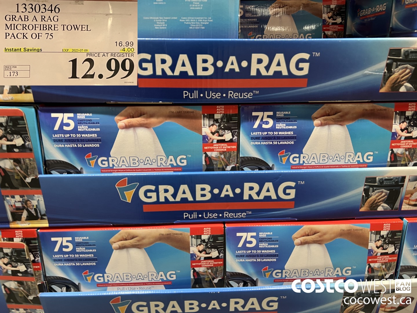 1330346 GRAB A RAG MICROFIBRE TOWEL 75 PACK ($4.00 INSTANT SAVINGS EXPIRES ON 2023-07-09) $12.99