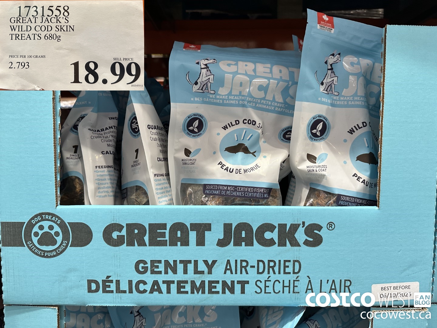 1731558 GREAT JACK'S WILD COD SKIN TREATS 680G $18.99